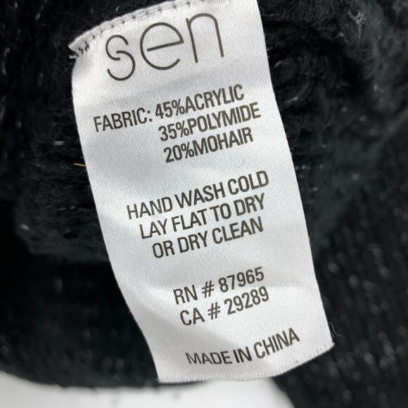 Sen Pullover Boatneck Sweater Womens Size 2 US Medium Black Silver Metallic - Picture 6 of 6